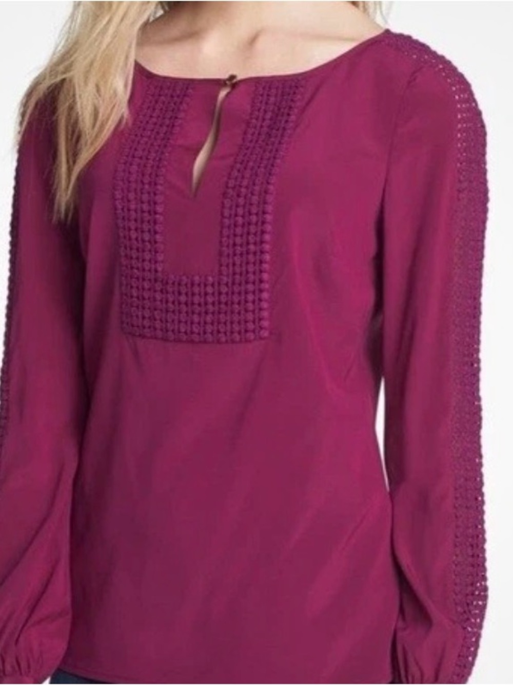 NEVER WORN Tory Burch Berry Bobble-Front Tunic Blouse - Picture 4 of 4